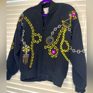 Vintage 1990s Adam Douglas Adrianna Pappel Beaded Embroidered Jacket